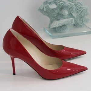 JIMMY CHOO Agnes Red Patent Leather Pumps Heels Stiletto Size 37